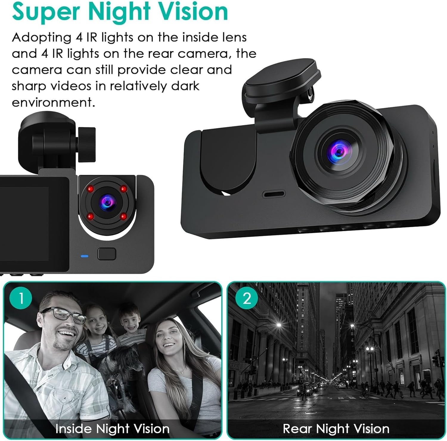 All-Around Dash Cam — Front, Rear & Inside Coverage