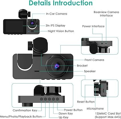 All-Around Dash Cam — Front, Rear & Inside Coverage