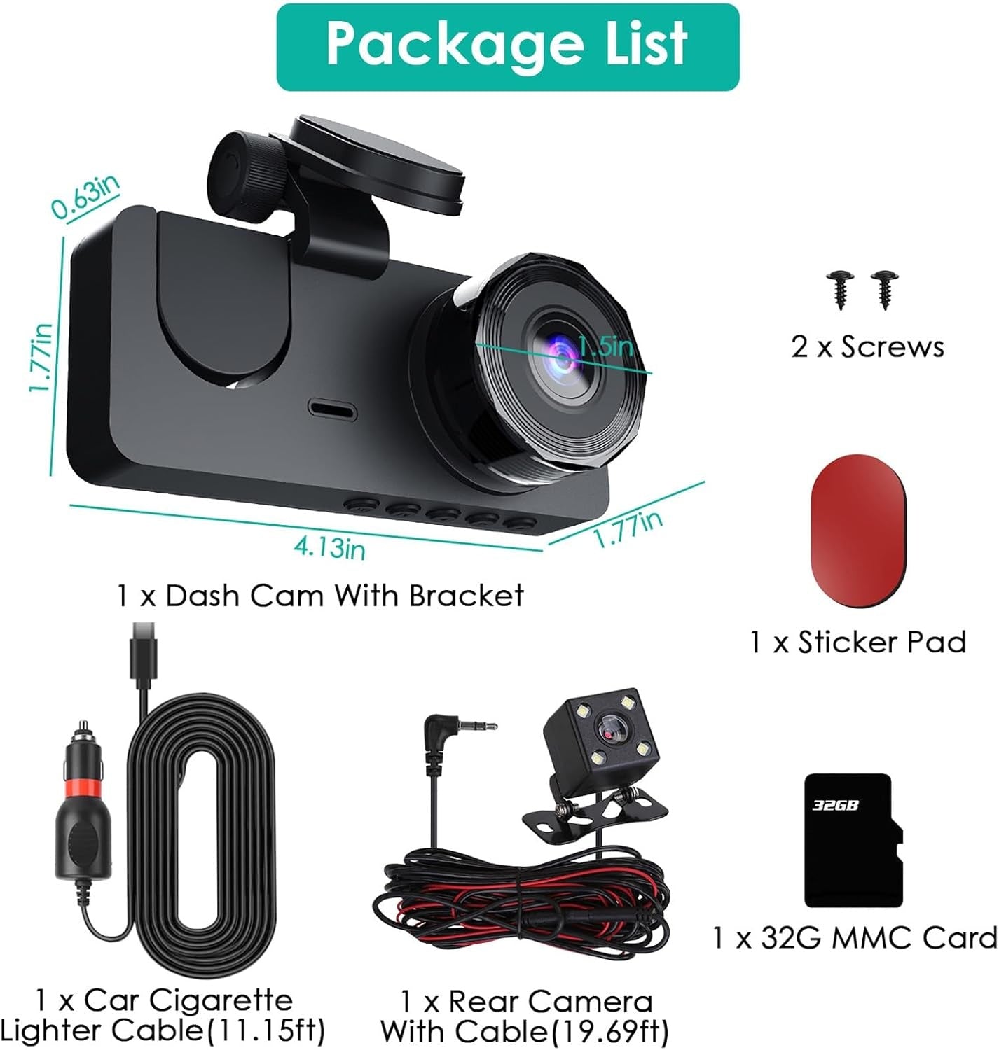 All-Around Dash Cam — Front, Rear & Inside Coverage